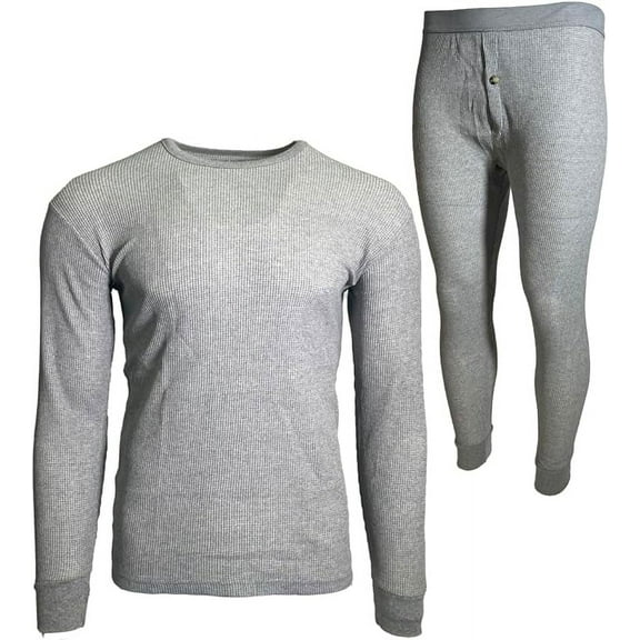 BROOKLYN VERTICAL Mens 2-Piece Waffle Thermals Set | Long Sleeve Shirt, Pants | Long Johns Waffle Thermal Underwear Base Layer Set for Cold Weather