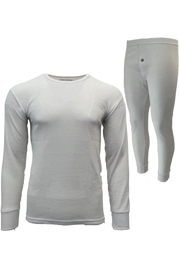 Mens 2-Piece Waffle Thermals Set | Long Sleeve Shirt, Pants | Long Johns Waffle Thermal Underwear Base Layer Set for Cold Weather