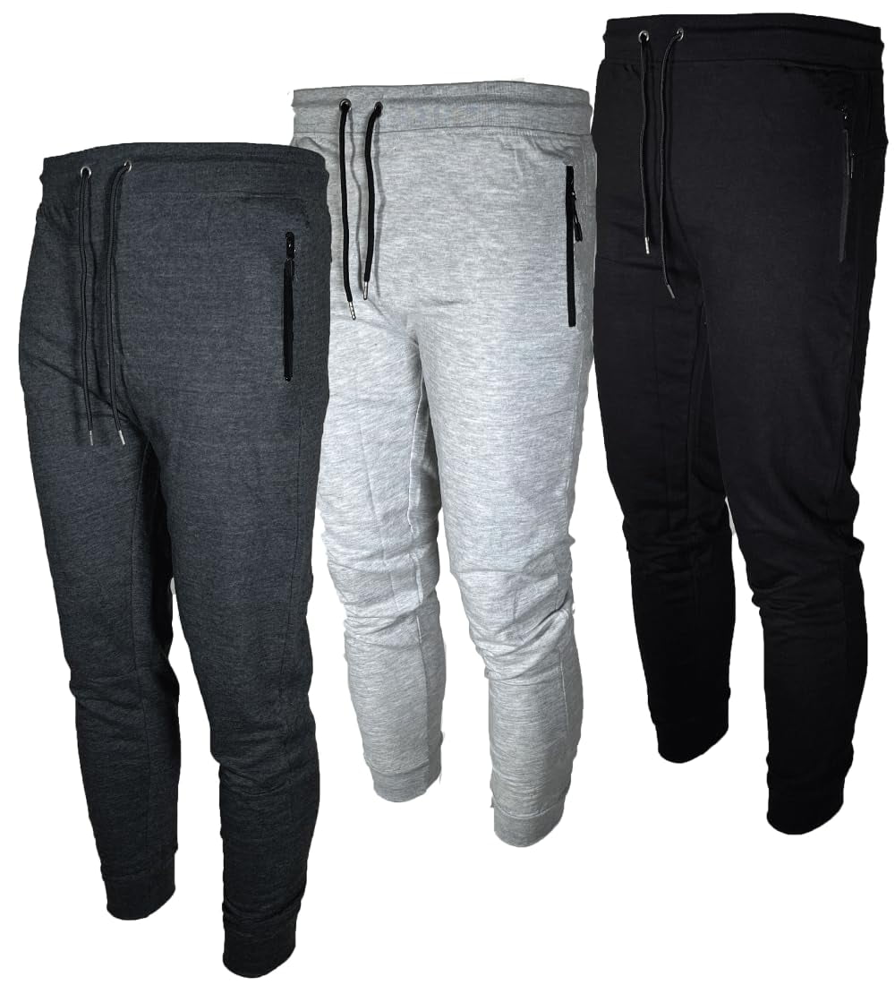 BROOKLYN VERTICAL Mens 3 Pack Fleece Active Jogger Sweatpants with ...