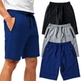 thumbnail image 1 of BROOKLYN VERTICAL Mens 3 Pack Fleece Cotton Active Jogger Shorts with Zipper Pockets and Drawstring | Size S-2XL, 1 of 6