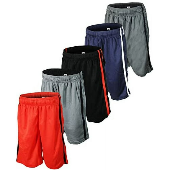 Brooklyn Vertical Men's 5-Pack Athletic Basketball Shorts with Pockets and Drawstring Closure