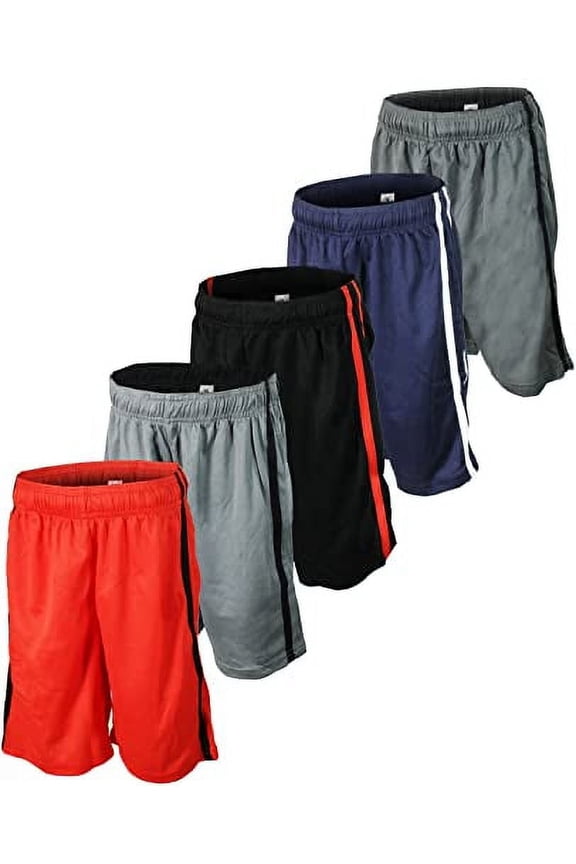 Mens 5-Pack Athletic Performance Basketball Shorts with Pockets and Drawstring Closure?