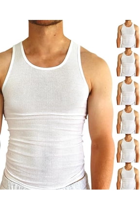 Mens 6-Pack Tank Tops | Moisture-Wicking Ribbed Lightweight Undershirts