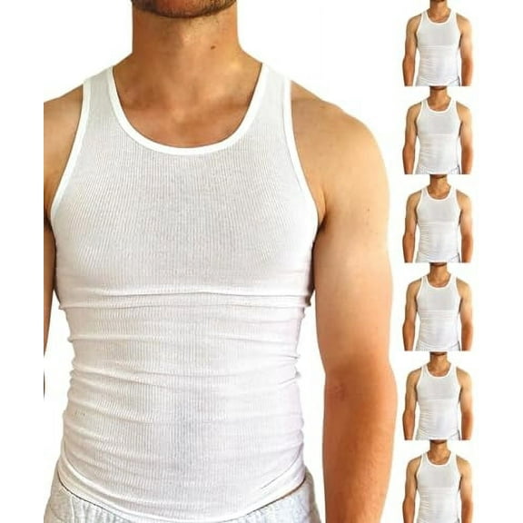 BROOKLYN VERTICAL Mens 6-Pack Tank Tops | Moisture-Wicking Ribbed Lightweight Undershirts