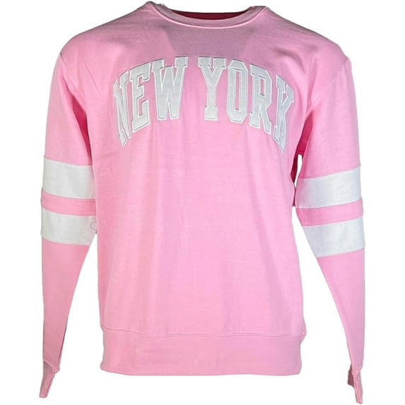 BROOKLYN VERTICAL New York Crew Neck Pullover Applique Sweatshirt Cotton Unisex