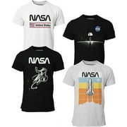 BROOKLYN VERTICAL Officially Approved NASA Product 4-Pack Boys Short Sleeve Crew Neck T-Shirt with Chest Print | Soft Cotton Sizes 6-20