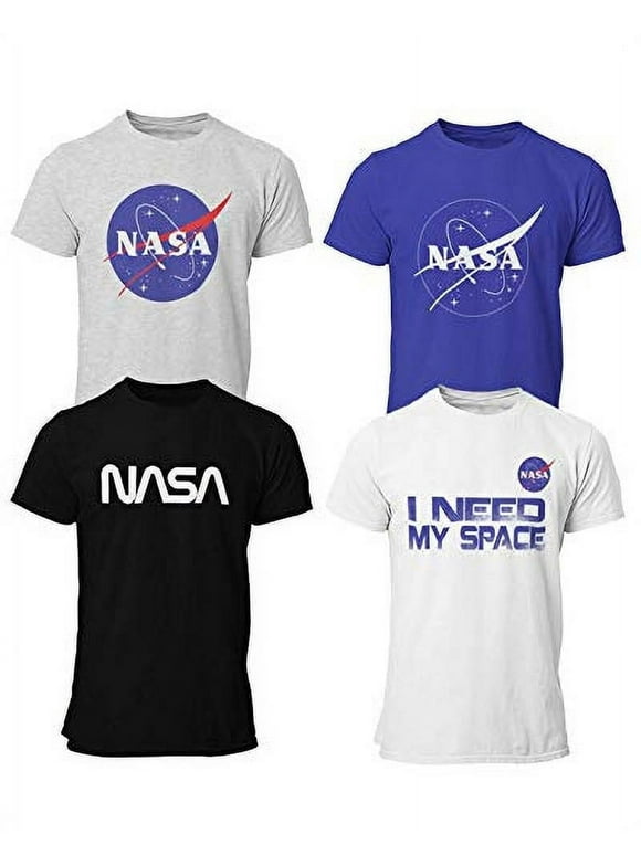 BROOKLYN VERTICAL Officially Approved NASA Product 4-Pack Boys Short Sleeve Crew Neck T-Shirt with Chest Print | Soft Cotton Sizes 6-20