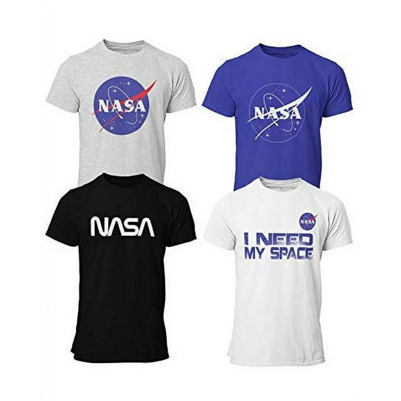 BROOKLYN VERTICAL Officially Approved NASA Product 4-Pack Boys Short Sleeve Crew Neck T-Shirt with Chest Print | Soft Cotton Sizes 6-20