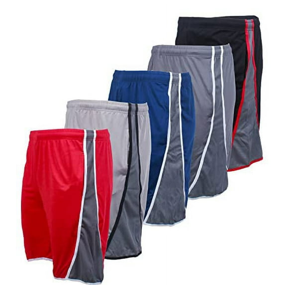 BROOKLYN VERTICAL Pack of 5 Men?s Mesh Athletic Basketball Quick Dry Shorts with Pockets for Gym, Running & Workout