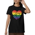 thumbnail image 1 of BROOKLYN VERTICAL Pride Short Sleeve T-Shirt, Rainbow Heart Design, Inclusivity Messages (US, Alpha, Large, Regular, Regular, Print 4), 1 of 6