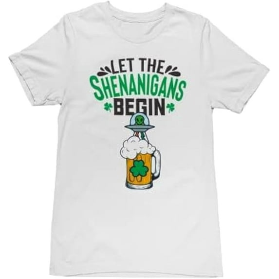 BROOKLYN VERTICAL St Patrick's Day Clover Lucky Charm Shenanigans Funny Short Sleeve Crew Neck T-Shirt| for Men and Women