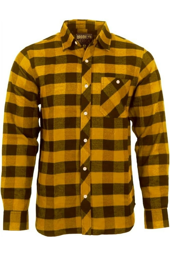 Unisex Flannel Plaid Button Down Long Sleeve Shirt with Front Pocket