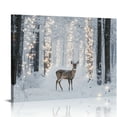 thumbnail image 1 of BROOKMAPLES 16" x 12" Lighted Canvas Wall Art Prints Deer Walking in the Forest Picture Winter Scene Artwork for Holiday Decor 16x12in, 1 of 6