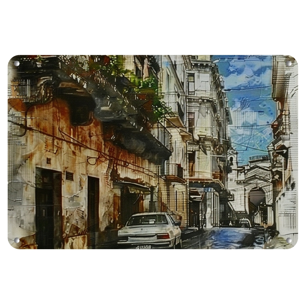 BROOKMAPLES 2PCS Urban Street Scene Vintage Metal Wall Art - Walmart.com - Old Metal Wall Art
