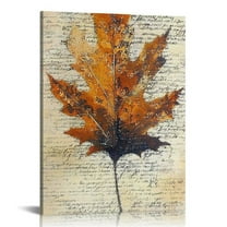 BROOKMAPLES Autumn Maple Leaf Canvas - Vintage Watercolor Wall Art for Rustic Farmhouse Decor - Framed Fall Season Artwork for Home and Thanksgiving, 11" x 14"