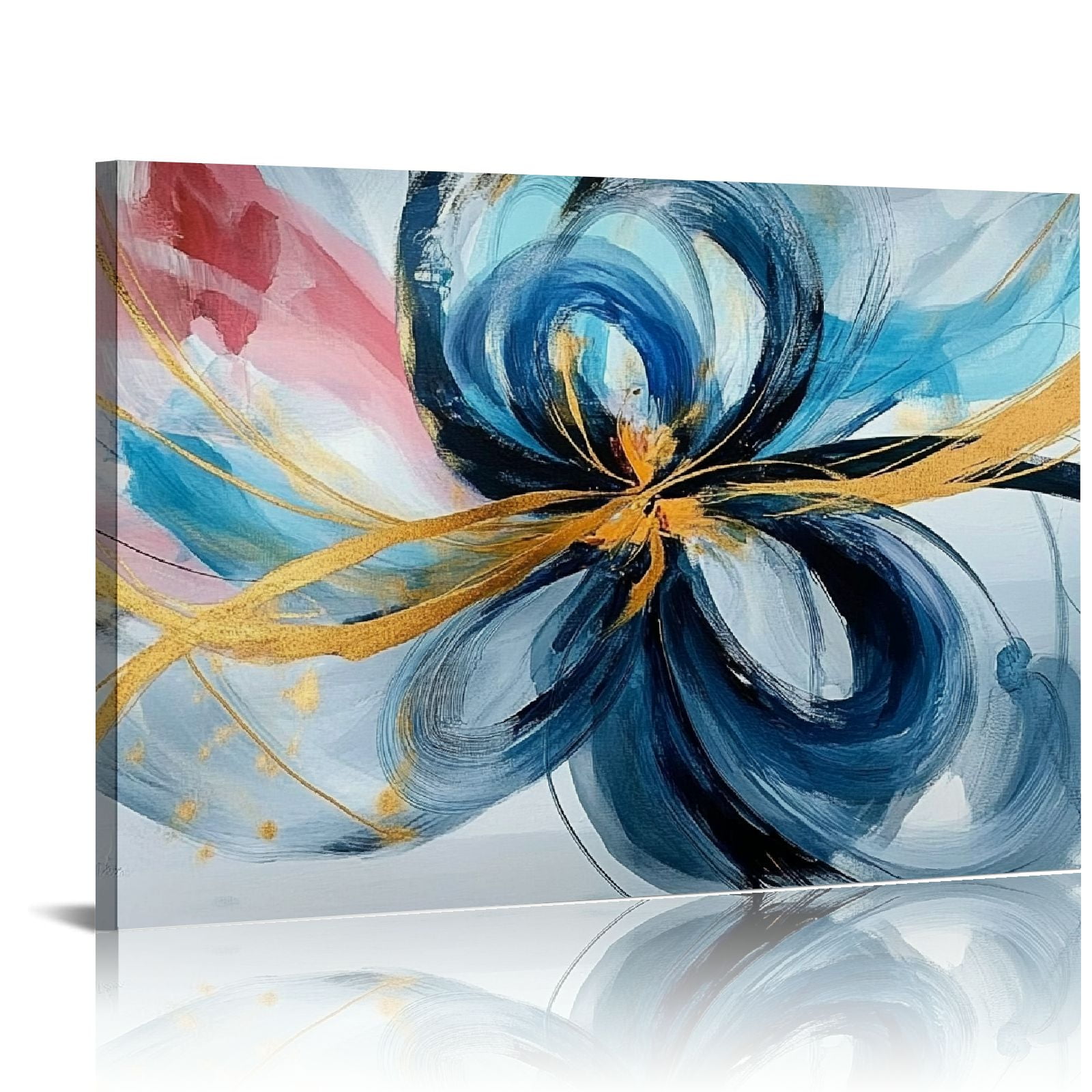 BROOKMAPLES Modern Large Abstract Wall Art - Bright and Design - Blue and White Canvas Picture Artwork & 30x60 Inches Wall art for living room and office Oversized Abstract wall Decor 36x24in