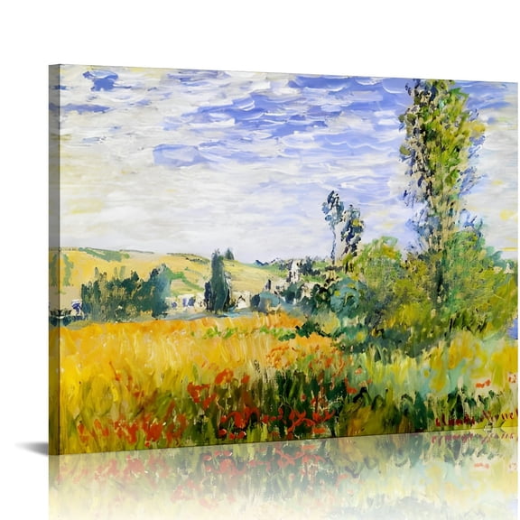 BROOKMAPLES  Monet Canvas Wall Art - Landscape at Vetheuil Poster - HD Wall Decor Canvas Art Print Poster for Bedroom Living Room Unframed (12x16in/30x40cm) 16x12in