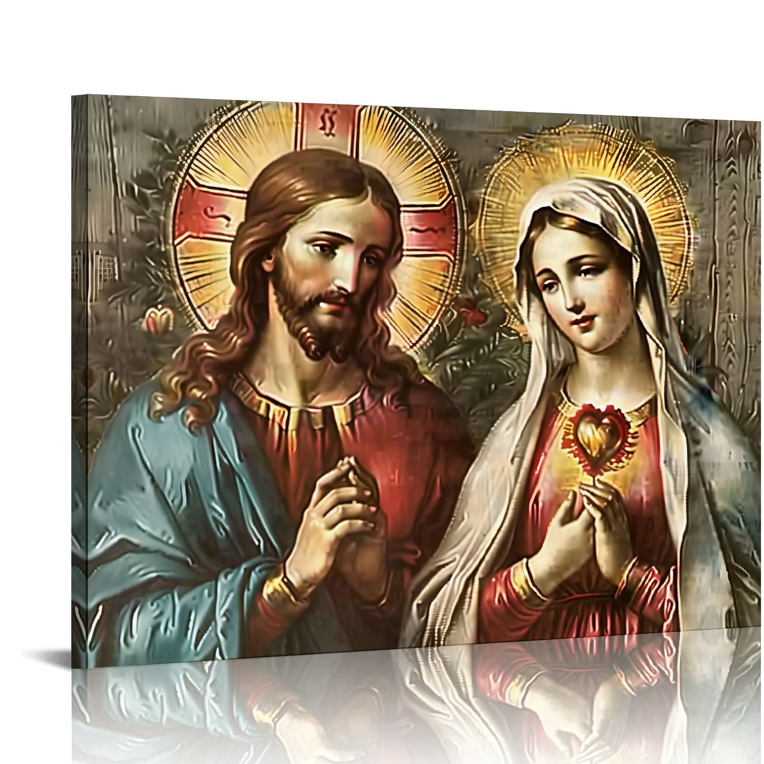 BROOKMAPLES Religious Canvas Wall Art, Sacred Heart Jesus and Mary ...