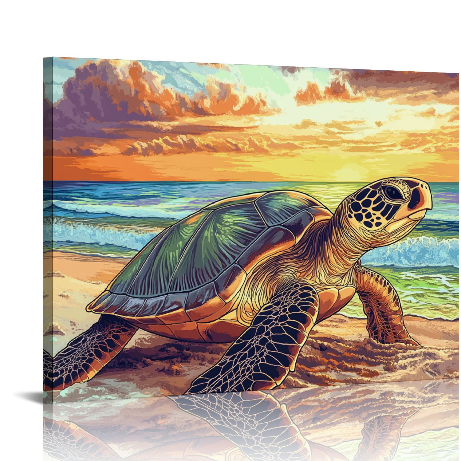 BROOKMAPLES Sea Turtle Bathroom Decor Wall Art Beach Blue Ocean