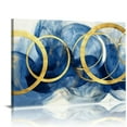 BROOKMAPLES Wall Art Living Room Large Abstract Gold Blue Gradient