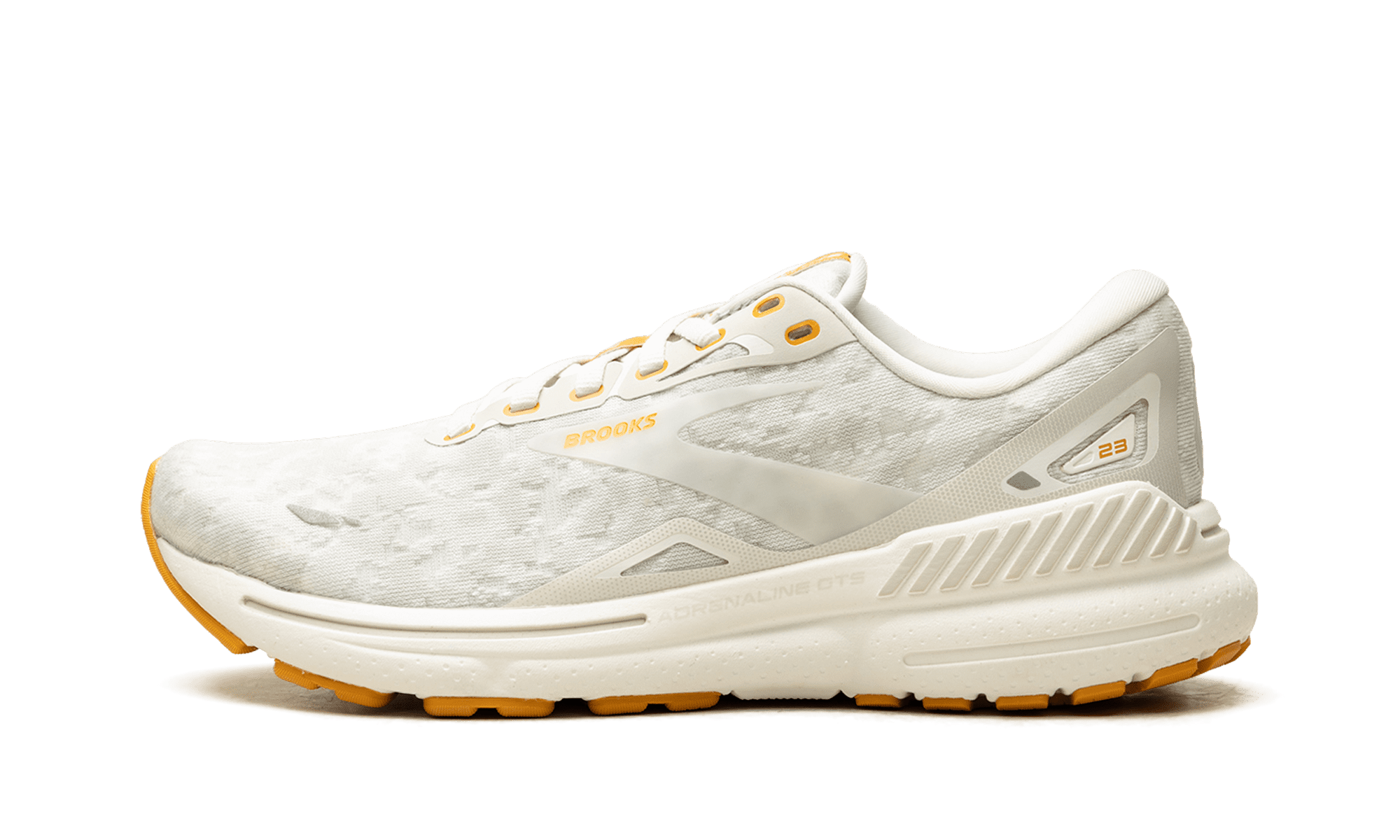 WOMENS Adrenaline GTS 23 Wmns "Blanc Grey Sunflower" 120381 1B 110 120381 1B 110 from Stadium Goods