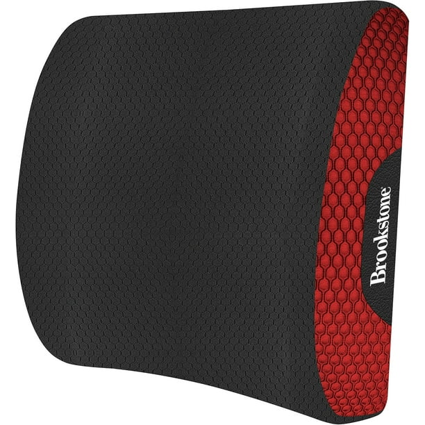 BROOKSTONE BK1201 Luxurious Lumbar Support Pillow for Car or Office Chair Back Cushion with Premium Grade Memory Foam Breathable and Washable Cover Adjustable Strap Red Walmart Business Supplies