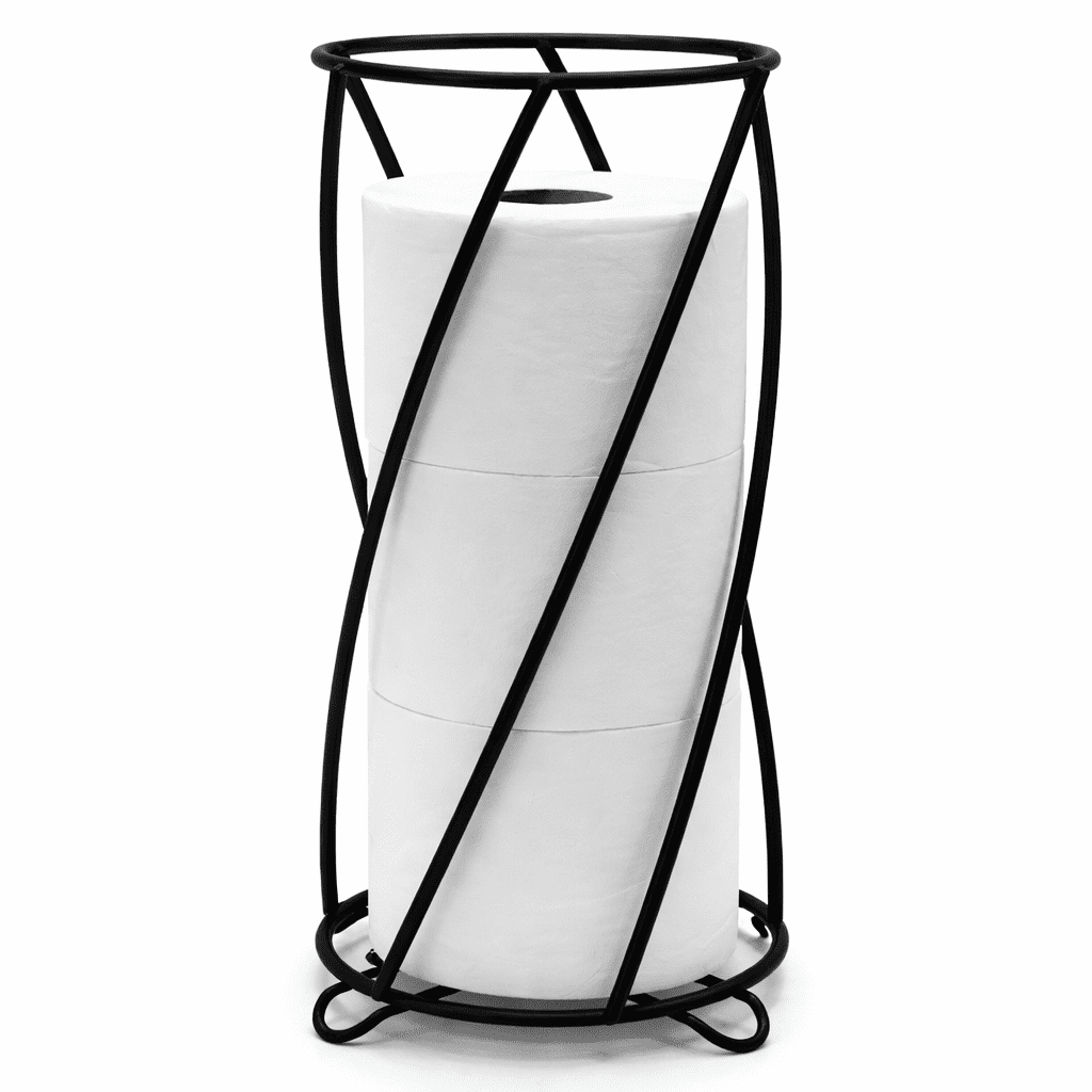 Brookstone Toilet Paper Holder Stand, Tissue Holder for Bathroom, Black