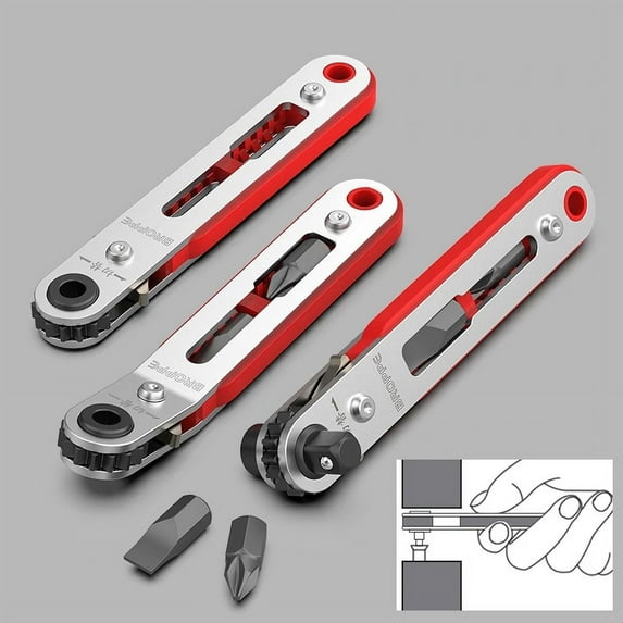 BROPPE Two-way Magnetic Ratchet Wrench 1/4" Hex Shank Screwdriver Handle For Narrow Space DIY Hand Tools Set
