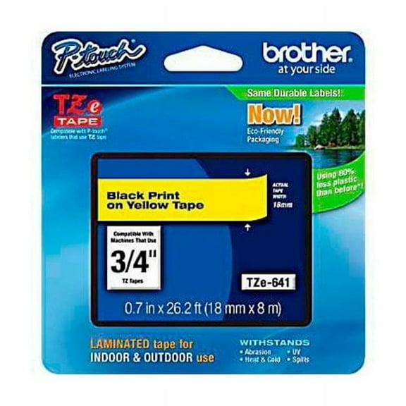 Brother Mobile Solutions TZE641 0.7 in. x 26.2 ft. P-Touch Tape, Black & Yellow