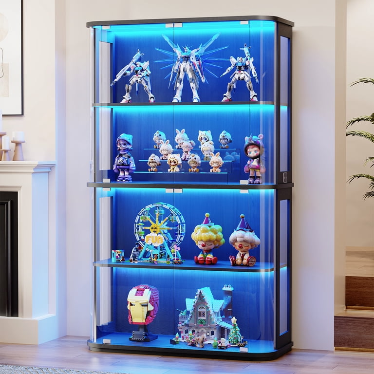 BROTTAR Large Display Cabinet, 4-Tier Glass Door Curio with 3