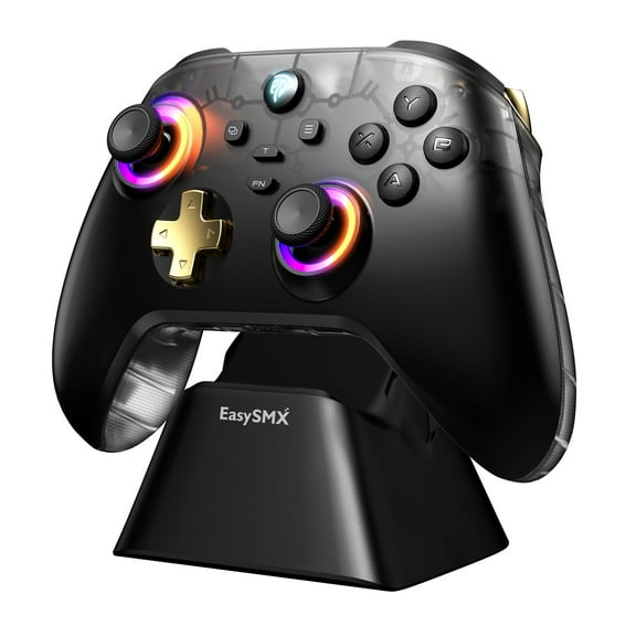 BROUJOY Wireless PC Controller with Charging Dock, Gaming Controller for PC/iOS/Android/Switch, RGB Lighting,Hall Effect,10+ Hour Playtime