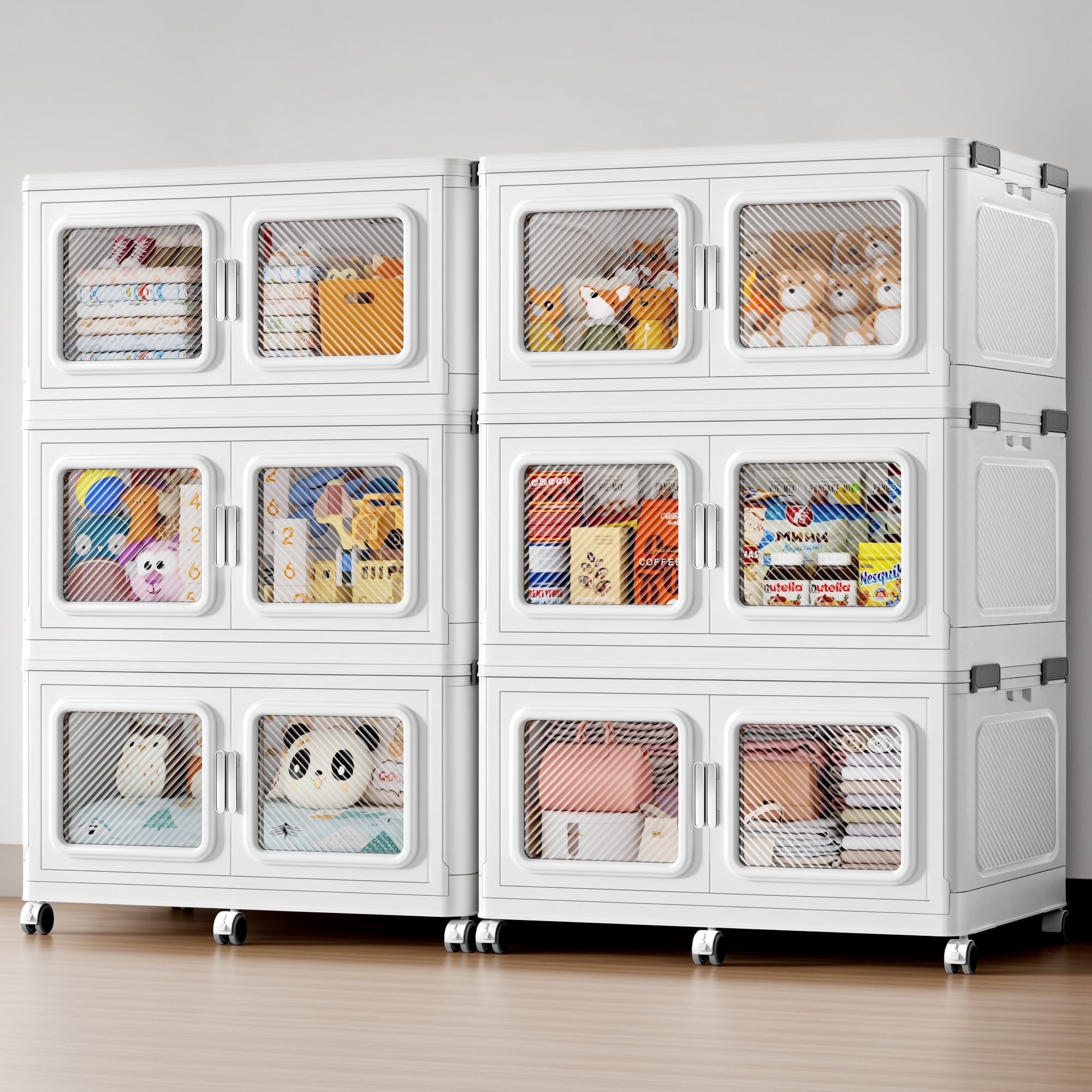 BROVIEW 1320QT Stackable Storage Bins Set 330Gal Storage Box - White ...