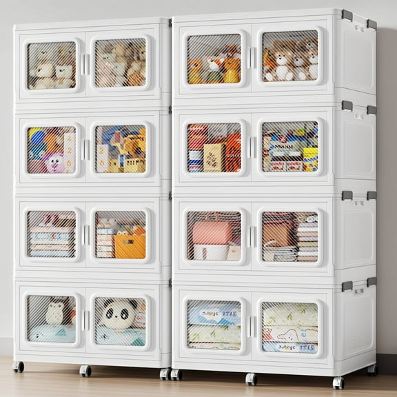 BROVIEW 1760QT Stackable Storage Bins Set 440Gal Storage Box - White, Large Capacity with Wheels, Ideal for Home & Garage