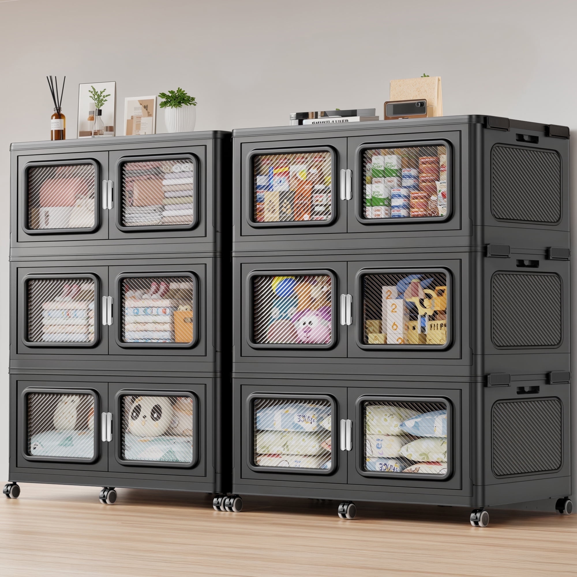 Cheap Stackable Storage BROVIEW 1800Qt Stackable Storage Bins Set 450Gal Storage Box - Black ...