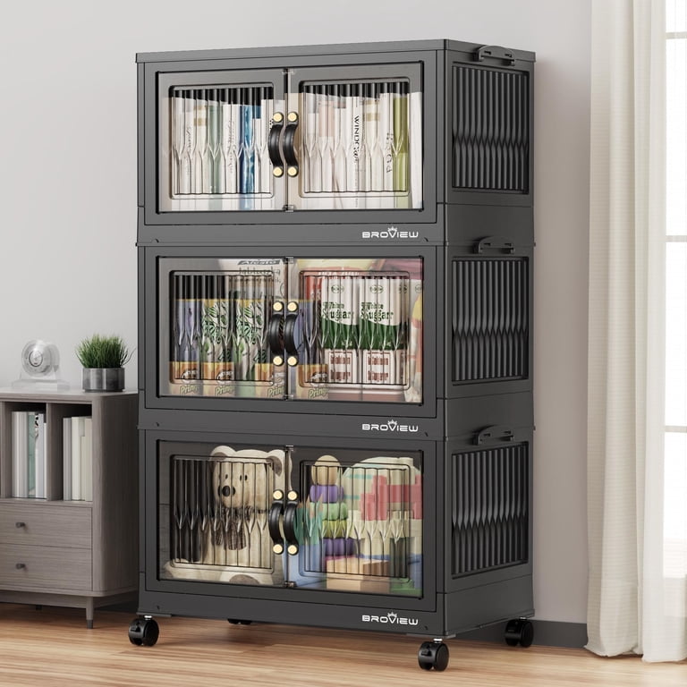 BROVIEW 180Qt Stackable Storage Bins with Lid, Plastic Closet