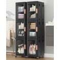 thumbnail image 1 of BROVIEW 2x 3-Tier Tall Narrow Storage Cabinet Organizer, Slim Bathroom Cabinets with Doors and Shelves Adjustable, Plastic Kitchen Pantry Organizers and Storages for Small Space, Laundry, Black, 1 of 7