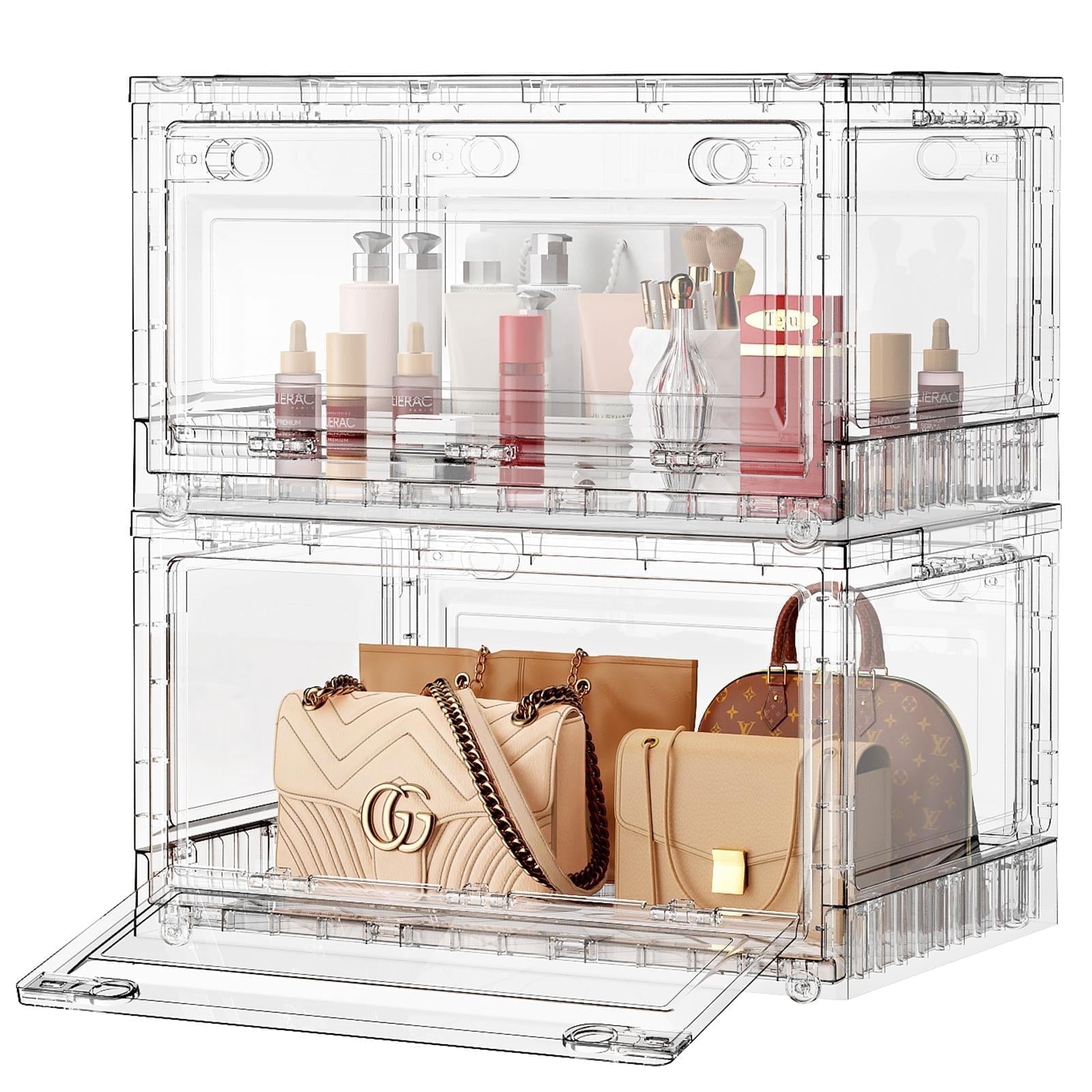 BROVIEW Full Clear Storage Bins Large 160Qt, Shiny Plastic Display Box ...