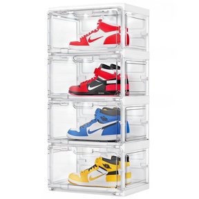 Stackable Shoe Storage Led Kicks & Co LED Clear Shoe Storage Organizer & Shoe Rack Box, Stackable ...