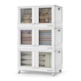 thumbnail image 1 of BROVIEW V10 360 Qt Plastic Storage Bins with Lids & Doors, 3 Pack 90Gal Stackable Closet Organizer and Storage Drawers with Wheels, Large Collapsible Storage Boxes, Cabinet for Home, White, 1 of 1