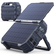 BROWEY 1600W Peak 3200W Portable Power Station, Built-in 40W Solar Panel, AC/USB/DC Outputs, Solar Generator for Camping, RV Travel, Emergency