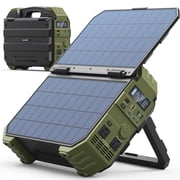 BROWEY 1600W Peak 3200W Portable Power Station, Built-in 40W Solar Panel, AC/USB/DC Outputs, Solar Generator for Camping, RV Travel, Emergency
