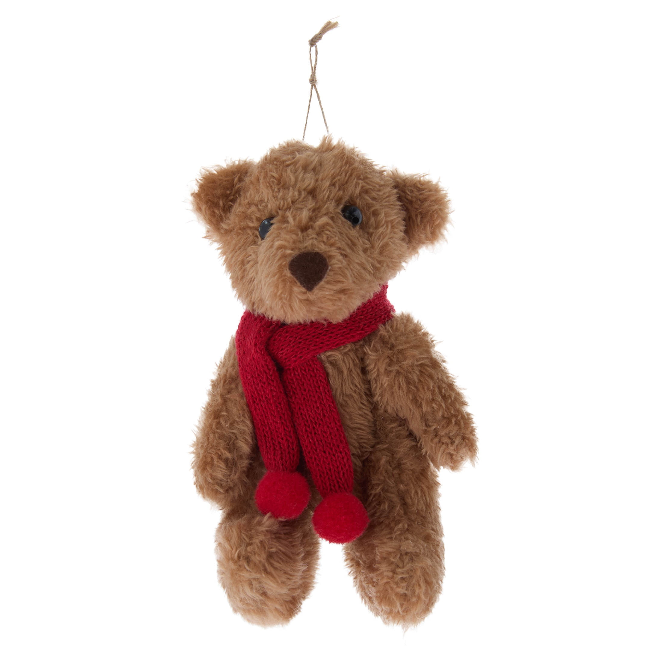 Brown and Red Plush Teddy Bear Christmas Ornament, 6", by Holiday Time