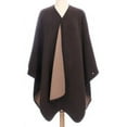 thumbnail image 1 of BROWN / CAMEL WINTER REVERSIBLE SOLID COLORS FLEECE BLANKET PONCHO, 1 of 4
