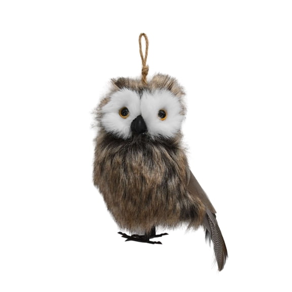 Brown and White Plush Owl Christmas Ornament, 8", by Holiday Time