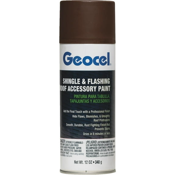 Geocel Roof Paint Enamel Finish - Fast Drying, Exterior Use - 12 oz, Brown