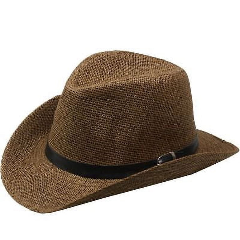 8635 Men Women Cowgirl Straw Western Cowboy Hat (brown Western Straw Cowboy Cowgirl Hat for Men Women Wide Brim  main image 4