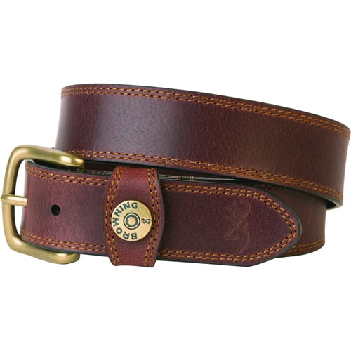 BROWNING BBE10100844 BROWNING LEATHER BELT 44 BROWN W/SHOTSHELL HEAD ON LOOP BROWNING BBE10100844 BROWNING LEATHER BELT 44 BROWN W/SHOTSHELL HEAD ON LOOP