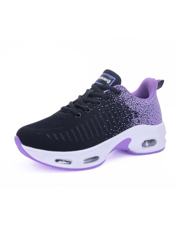 Women's Dual Air Cushion Walking Shoes Slip on Sneakers for Nursing and Gym Workout Purple US 9