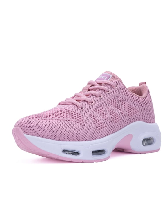 Womens Walking Shoes Slip on Air Running Shoes Fashion Sneakers Casual Fitness Gym Jogging Workout Ladies Nursing Work Easy Put On Athletic Pink Size 6.5