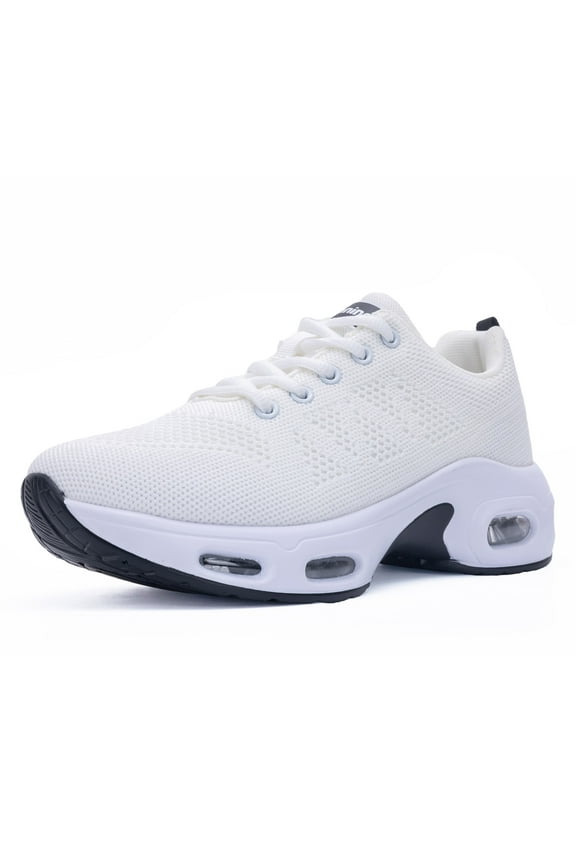 Womens Walking Shoes Slip on Air Running Shoes Fashion Sneakers Casual Fitness Gym Jogging Workout Ladies Nursing Work Easy Put On Athletic White Size 7